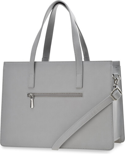 Elegantní dámská pevná šedá kabelka taška kufřík a4 aktovka monnari s  vytlačeným reliéfovaným povrchem - šedý - GLAMI.cz