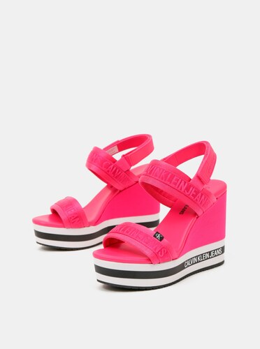 Calvin Klein růžové boty na klínku Wedge Sandal Sling - 40 - GLAMI.cz