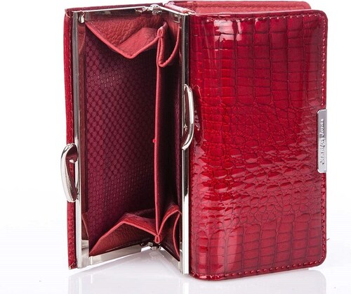 Jennifer Jones Malá dámská kožená peněženka červená na klip 5282-2 -  GLAMI.cz