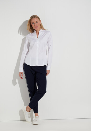 Dámská bílá slim fit košile s dlouhým rukávem ETERNA otevřený límec 95%  eterna 5% elastan easy iron - GLAMI.cz
