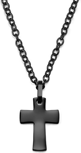 Lucleon Unikátní náhrdelník s malým zaobleným křížkem z nerezové oceli v  barvě gunmetal - GLAMI.cz