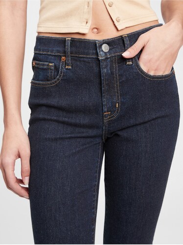 GAP Modré dámské džíny mid rise true skinny jeans with Washwell - GLAMI.cz