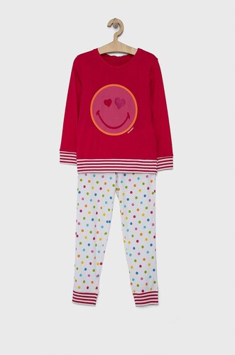Dětské pyžamo United Colors of Benetton x Smiley World růžová barva,  vzorované - GLAMI.cz