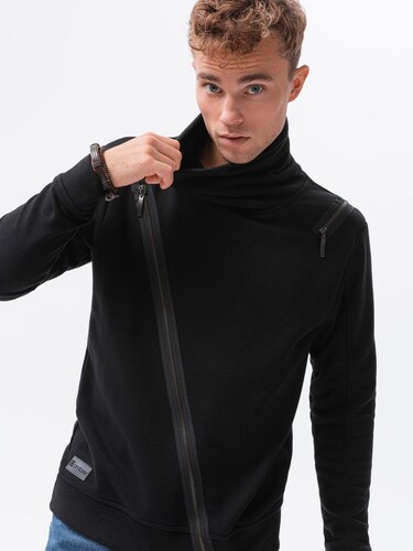 Ombre Clothing Moderní černá mikina s vysokým límcem Stockholm B1364 -  GLAMI.cz