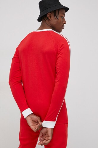 Bavlněné tričko s dlouhým rukávem adidas Originals HE9532 červená barva, s  aplikací - GLAMI.cz