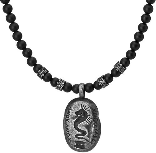 Manoki Korálkový náhrdelník Neptuno - 6 mm matný onyx, medailon s hadem -  GLAMI.cz