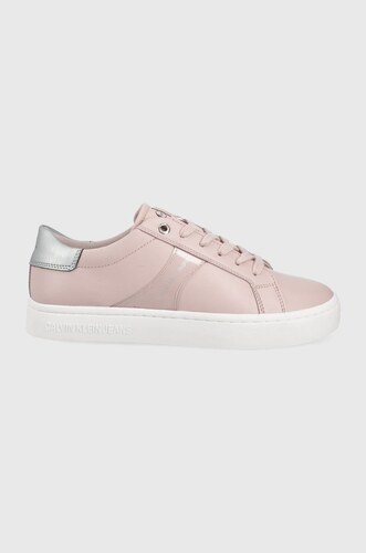 Kožené boty Calvin Klein Jeans růžová barva - GLAMI.cz