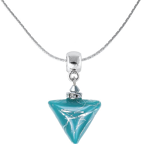 Dámsky Náhrdelník Turquoise Triangle s ryzím stříbrem v perle Lampglas - /  44 cm + 4 cm prodlužovací řetízek - GLAMI.cz