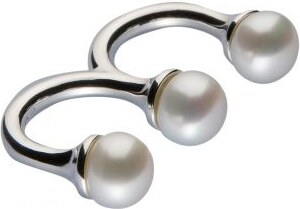 Antipearle | Stříbrný dvojitý prsten Three-Pearl s bílými perlami |  stříbrná - GLAMI.cz