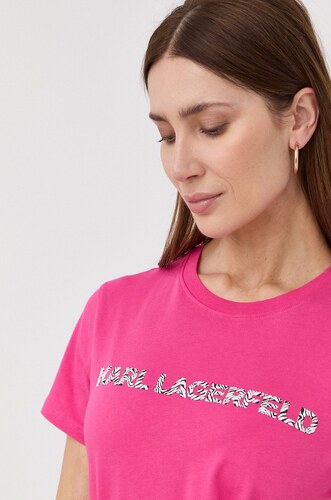 Bavlněné tričko Karl Lagerfeld růžová barva - GLAMI.cz