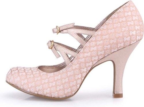 Světle růžové vzorované boty na podpatku s pásky Ruby Shoo Alexis - GLAMI.cz