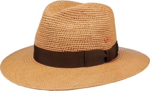 Luxusní panamský klobouk Fedora Bogart s hnědou stuhou - ručně pletený, UV  faktor 80 - Ekvádorská crochet panama - Mayser Ricardo - GLAMI.cz