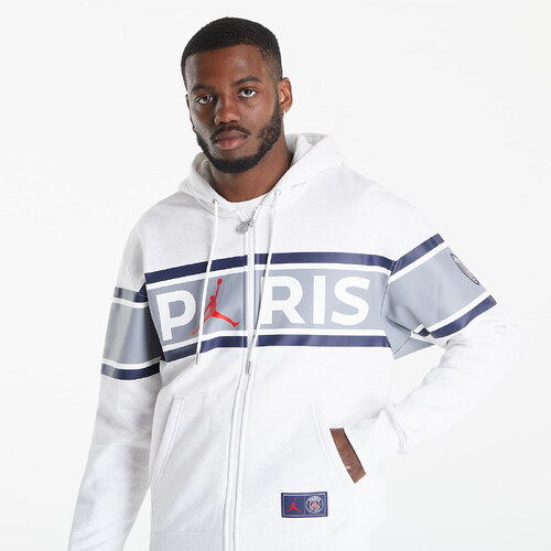 Pánská mikina Jordan Paris Saint-Germain Men's Full-Zip Fleece Hoodie Bílá  - GLAMI.cz