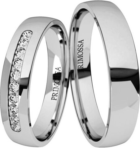 Klasický pánský snubní prsten a dámský eternity se zirkony Primossa, bílé  zlato - vzor č. 1123 - GLAMI.cz