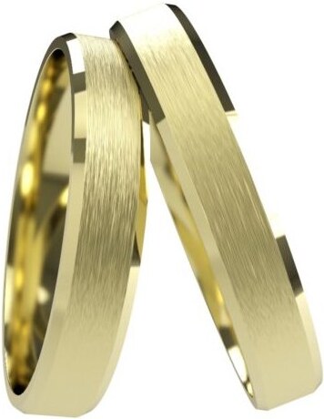 Snubní prsteny se zkosenými hranami a matným povrchem Primossa, žluté zlato  - vzor č. 741 - GLAMI.cz