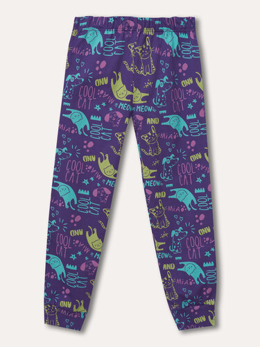 Winkiki Kids Wear Dívčí pyžamo - krátký rukáv, dlouhé kalhoty Cool Cat -  fialová - 122 - GLAMI.cz