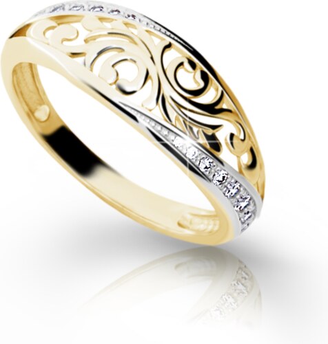 Danfil Zlatý dámský prsten DF 2133 ze žlutého zlata, s briliantem 46 -  GLAMI.cz