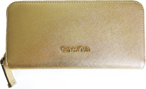Kožená zlatá peněženka Calvin Klein penál gold - GLAMI.cz