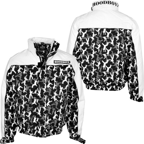 Hoodboyz Allover Camouflage Winter Jacket white black - GLAMI.cz
