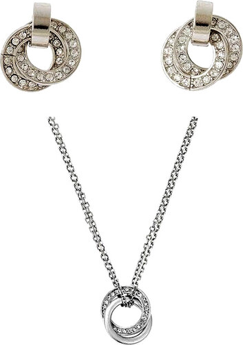 Stříbrný set MK - Stříbrný náhrdelník Michael Kors MKJ3291 a naušnice Michael  Kors interlocked crystal MKJ3434040 - GLAMI.cz