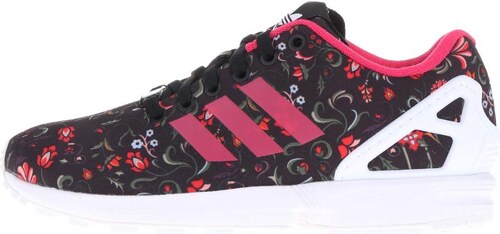 Růžovo-černé dámské květované tenisky adidas Originals ZX Flux - GLAMI.cz
