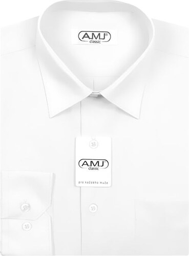 Pánská košile AMJ jednobarevná JDS018, bílá, dlouhý rukáv, slim fit -  GLAMI.cz