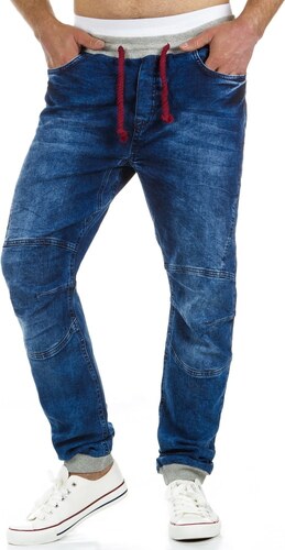 Moderní pánské kalhoty s červenou tkaničkou (ux0449) - GLAMI.cz