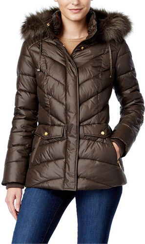 Jones New York dámská zimní bunda dark taupe - GLAMI.cz
