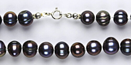 Čištín s.r.o. Přírodní říční perly černé, černá perla přírodní, náhrdelník  z perel, perlový náhrdelník 2 - GLAMI.cz