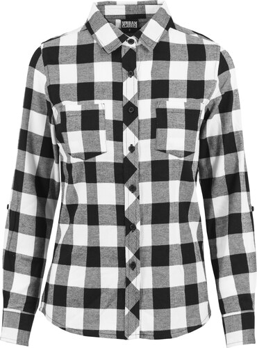 Urban Classics Dámská flanelová košile s dlouhým rukávem URBAN CLASSICS  (TB1280) Černá / Bílá XS - GLAMI.cz