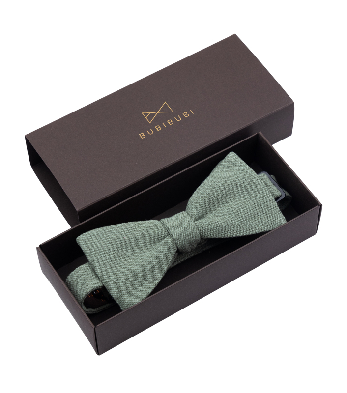 Bubibubi Zelená sada Sage green pro tátu a syna s motýlky a kšandami