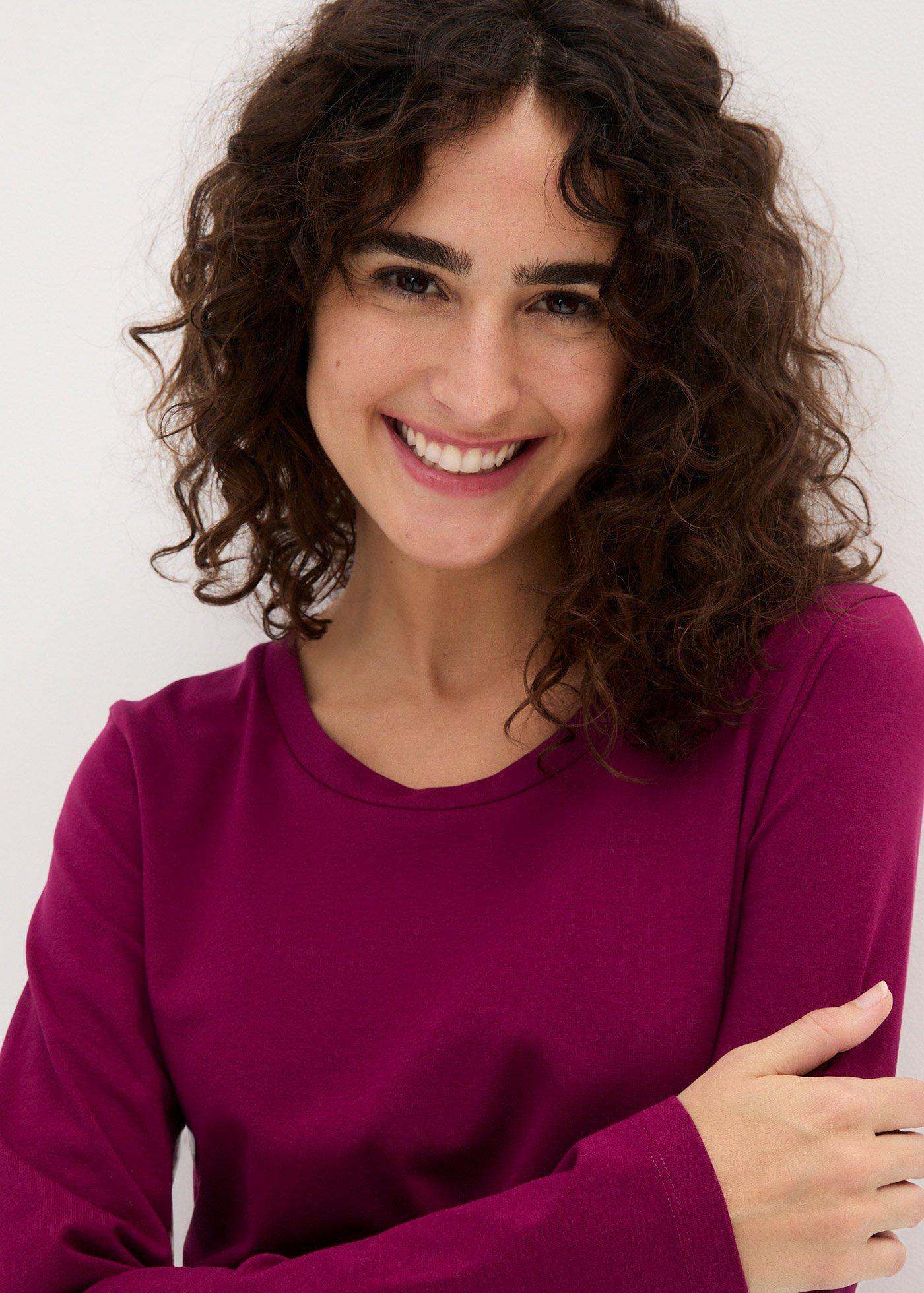 bonprix Žerzejové šaty z bavlny se strečem (2 ks v balení) Fialová