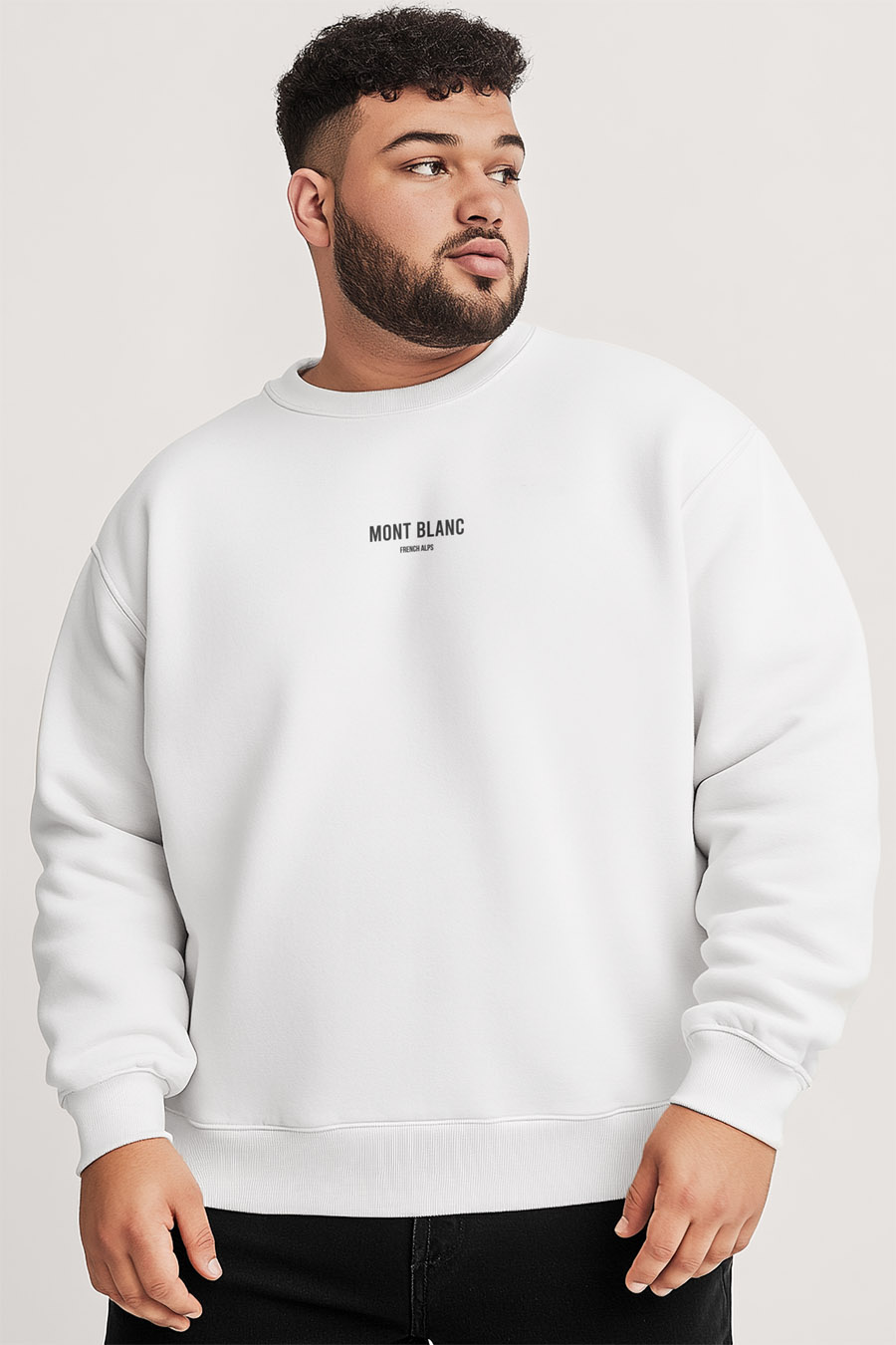 Mikina, Barva Bílá, s Potiskem Mont Blanc Minimal