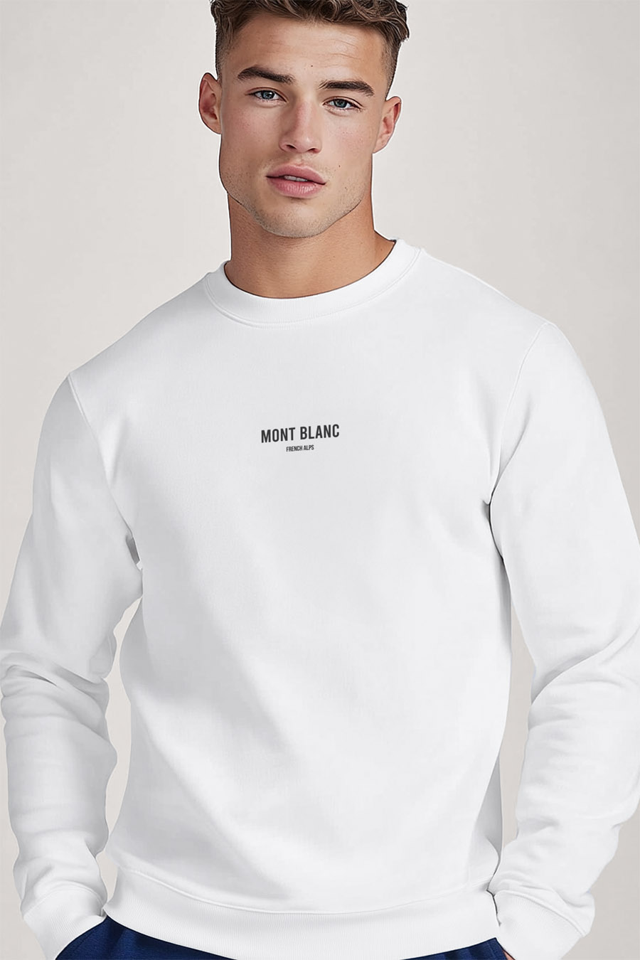 Mikina, Barva Bílá, s Potiskem Mont Blanc Minimal