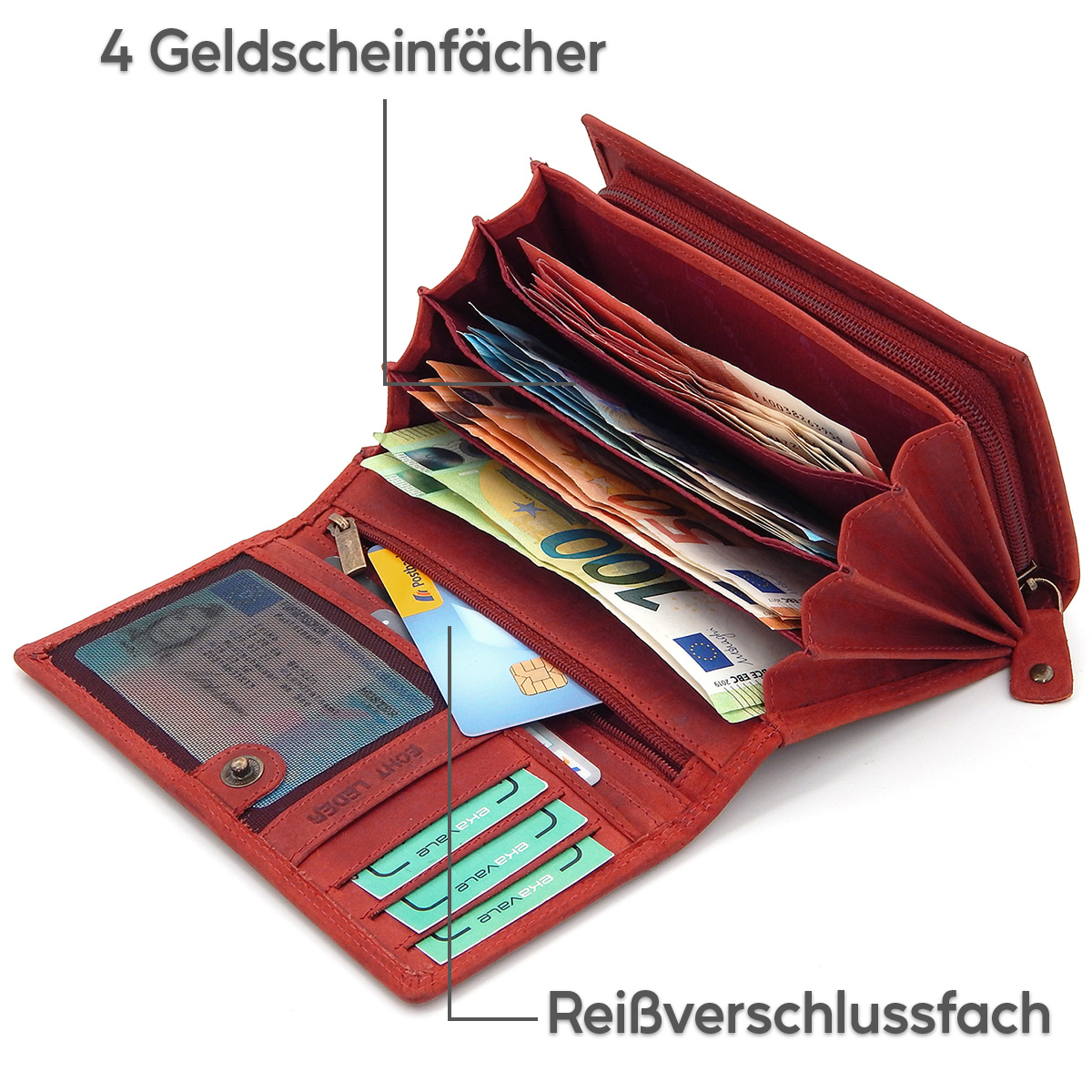 Ekavale Dámská kožená peněženka červená EV-03