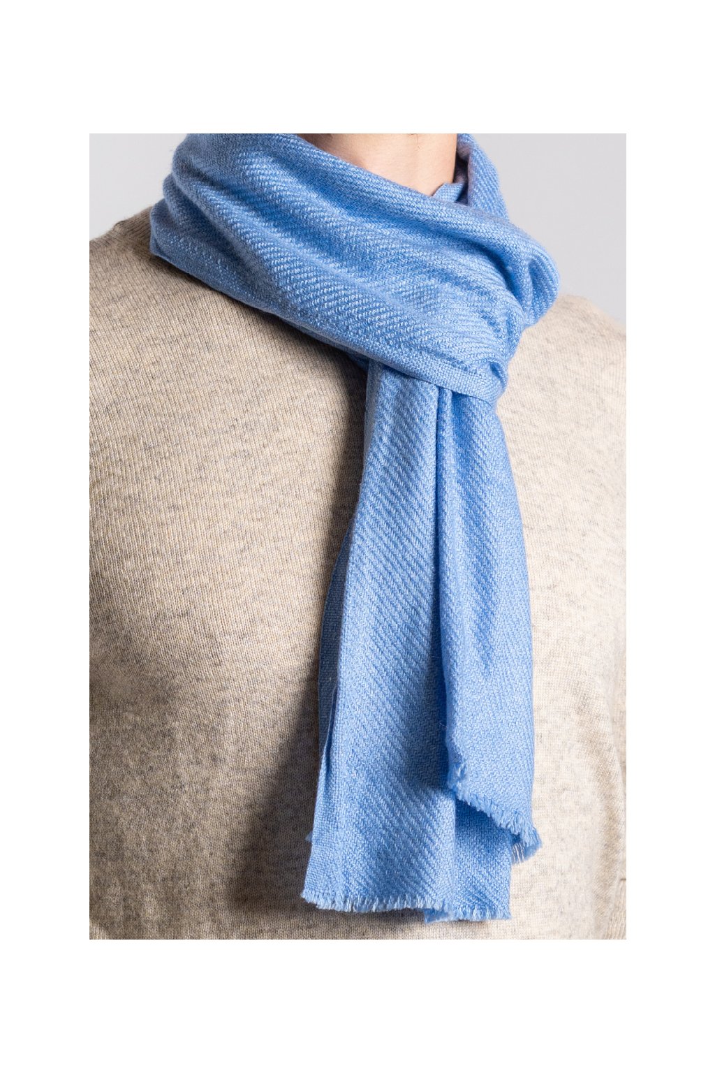 Pashmii 100% Kašmírová šála SKY modrá