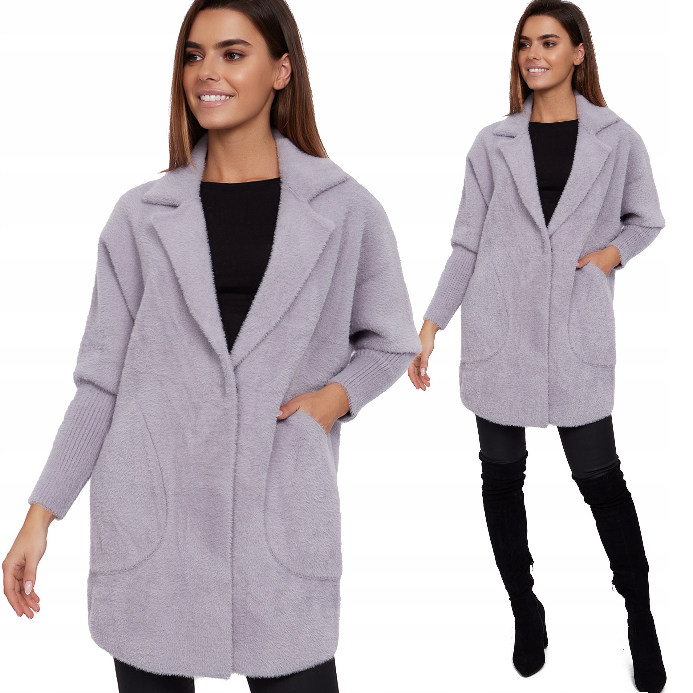 Fashionweek Dámský kabát z alpaky měkký vlněný kabát BR01