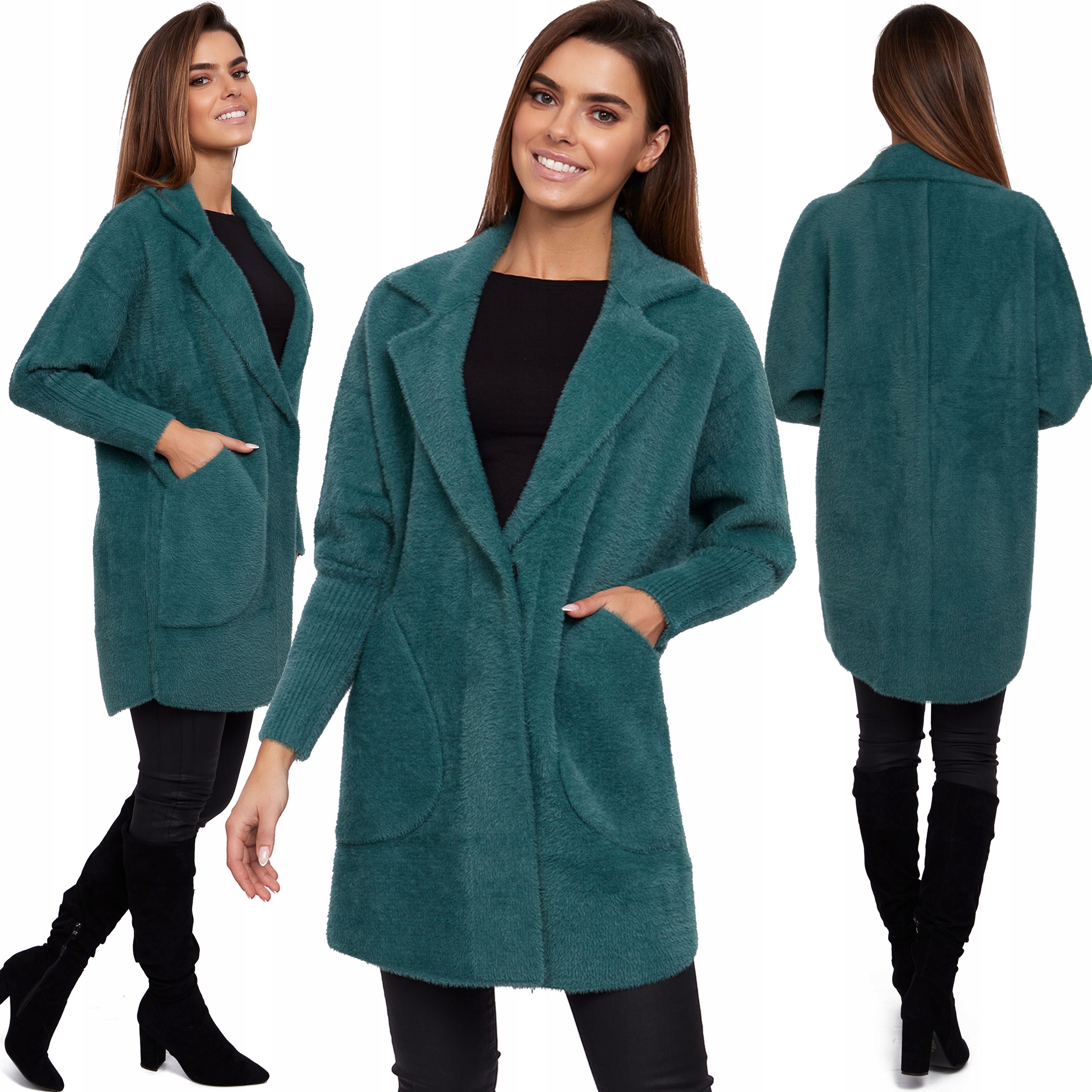 Fashionweek Dámský kabát z alpaky měkký vlněný kabát BR01