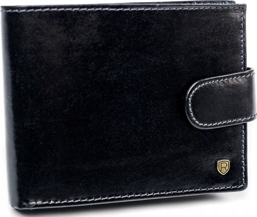 Rovicky Černá pánská kožená peněženka s protiskluzovou membránou L173