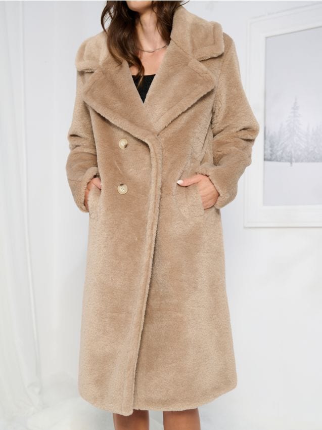 Sinsay - Kabát z umělé kožešiny - béžová