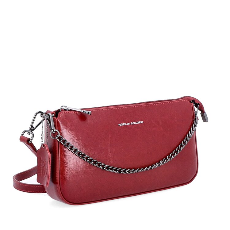 Malá kožená crossbody kabelka s řetízkem Famito NB 0110 TCV červená