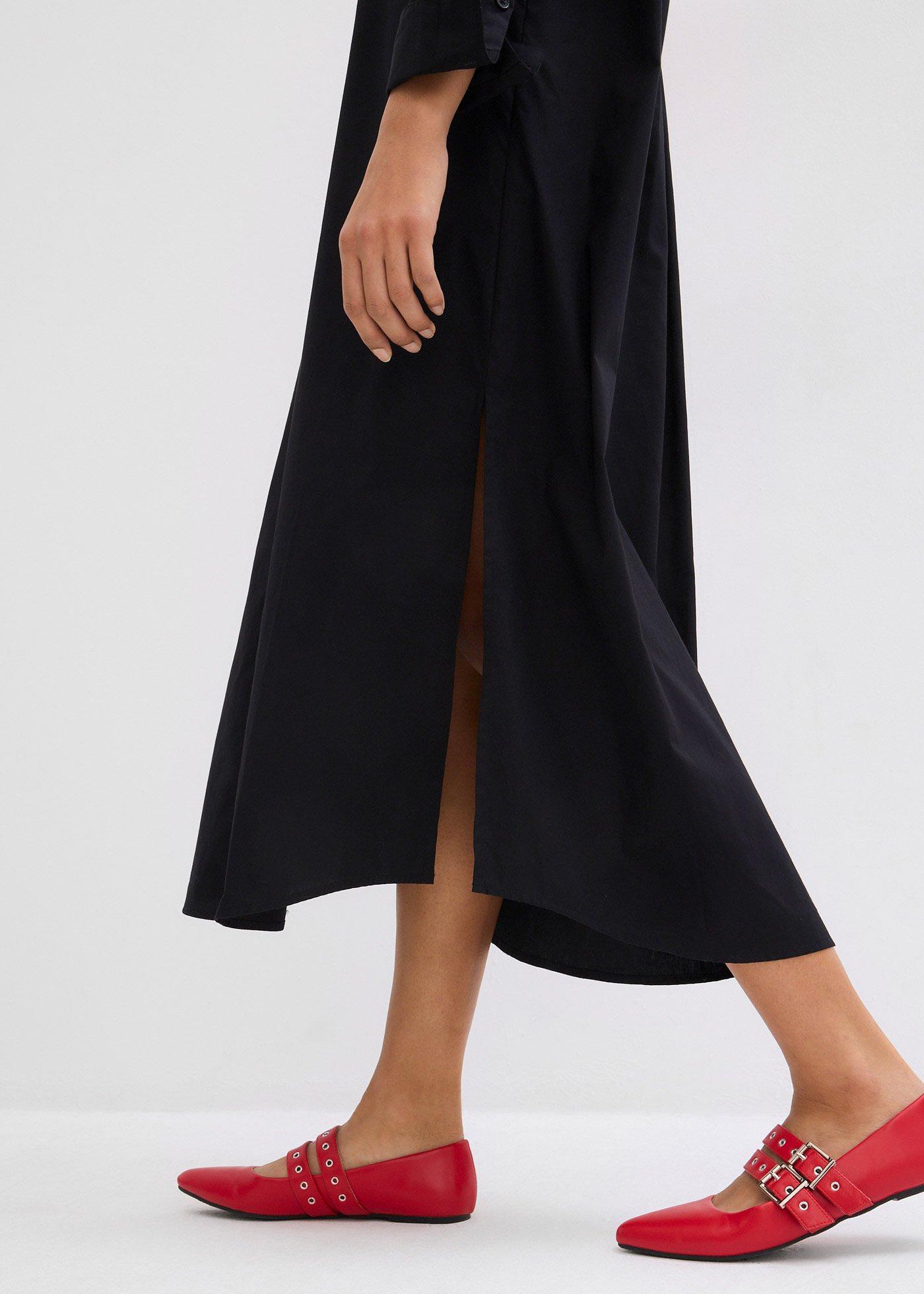 bonprix Košilové šaty z čisté bavlny Černá