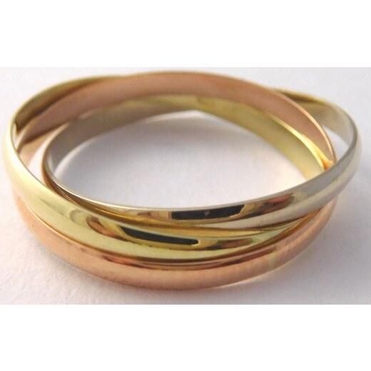 KLENOTY BUDÍN Luxusní zlatý prsten ze tří barev zlata (kroužky) 585/2,50gr  vel. 59 221040699 - GLAMI.cz