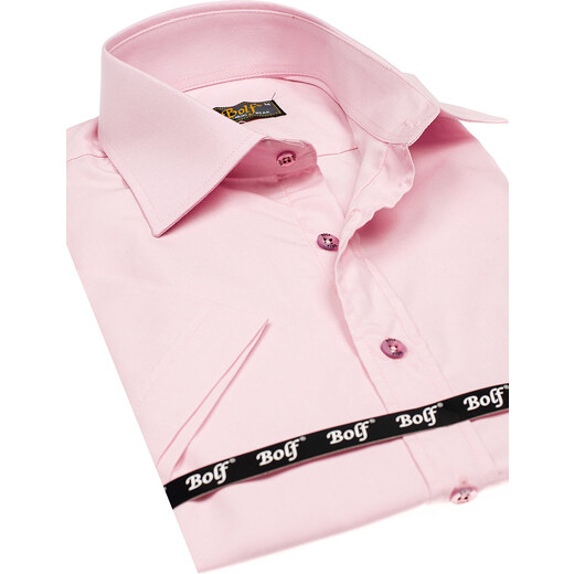 Růžová pánská elegantní košile s krátkým rukávem Bolf 7501 - GLAMI.cz