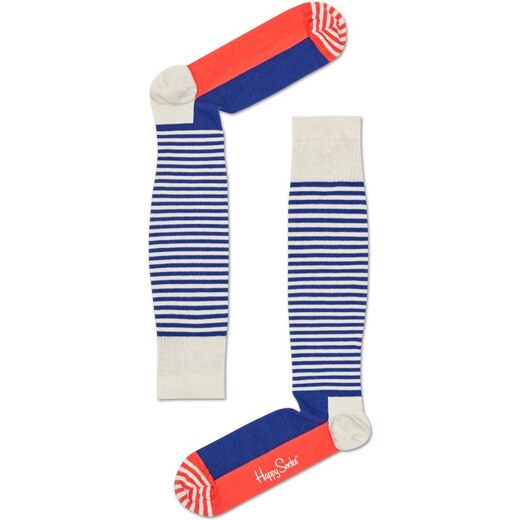 Barevné pruhované kompresní podkolenky Happy Socks, vzor Half Stripe -  36-38 - vel.37, HAS11-6000-36-38 - GLAMI.cz