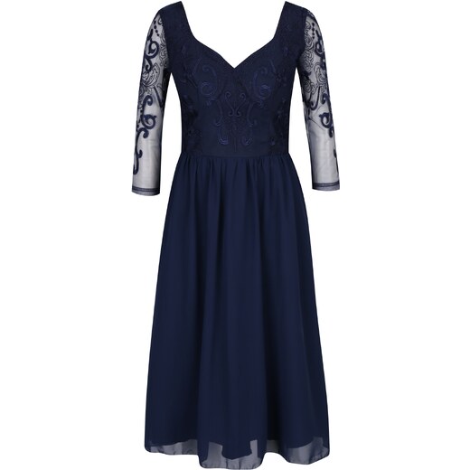 Tmavě modré šaty s tylovou sukní Chi Chi London Nisha - GLAMI.cz