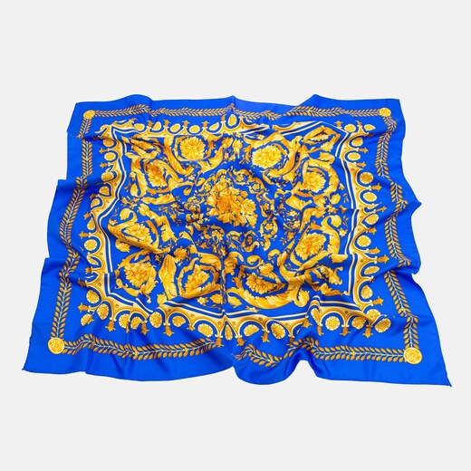 Modrý hedvábný šátek Versace - GLAMI.cz