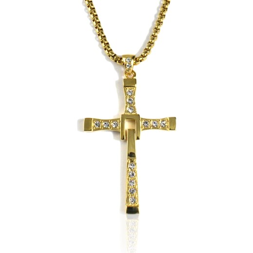 BM Jewellery Náhrdelník s křížkem Vin Diesel 7cm gold z chirurgické oceli  S24190 - GLAMI.cz
