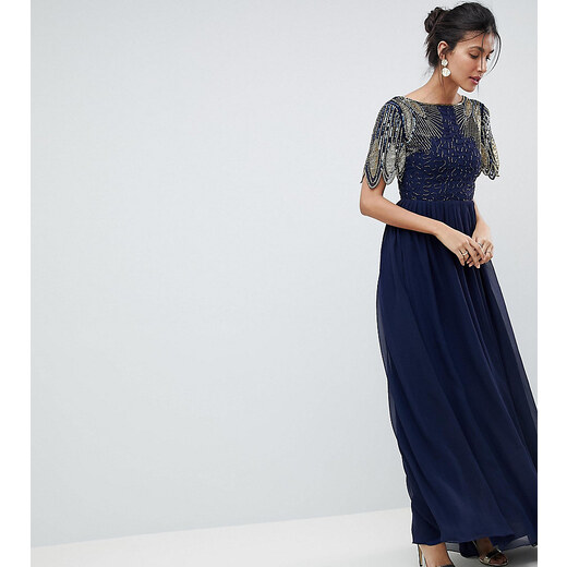 virgos lounge lena maxi dress with embellishment in navy