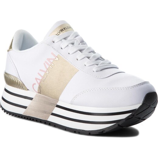 Sneakersy CALVIN KLEIN JEANS - Coretta RE9807 White/Gold - GLAMI.cz